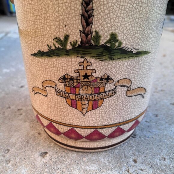 Interesting Vintage Chinese Porcelain Musa Paradisiaca Hand Painted Vase - Picture 6 of 10